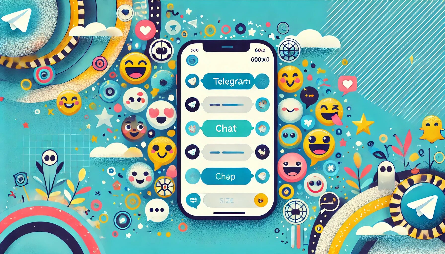 DALL·E 2025-03-04 14.09.43 - A cartoon-style illustration of a fun and friendly chat interface of the social media app Telegram. The screen should display chat bubbles, smiley fac_proc.jpg